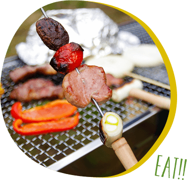 写真：山楽茶屋でバーベキュー